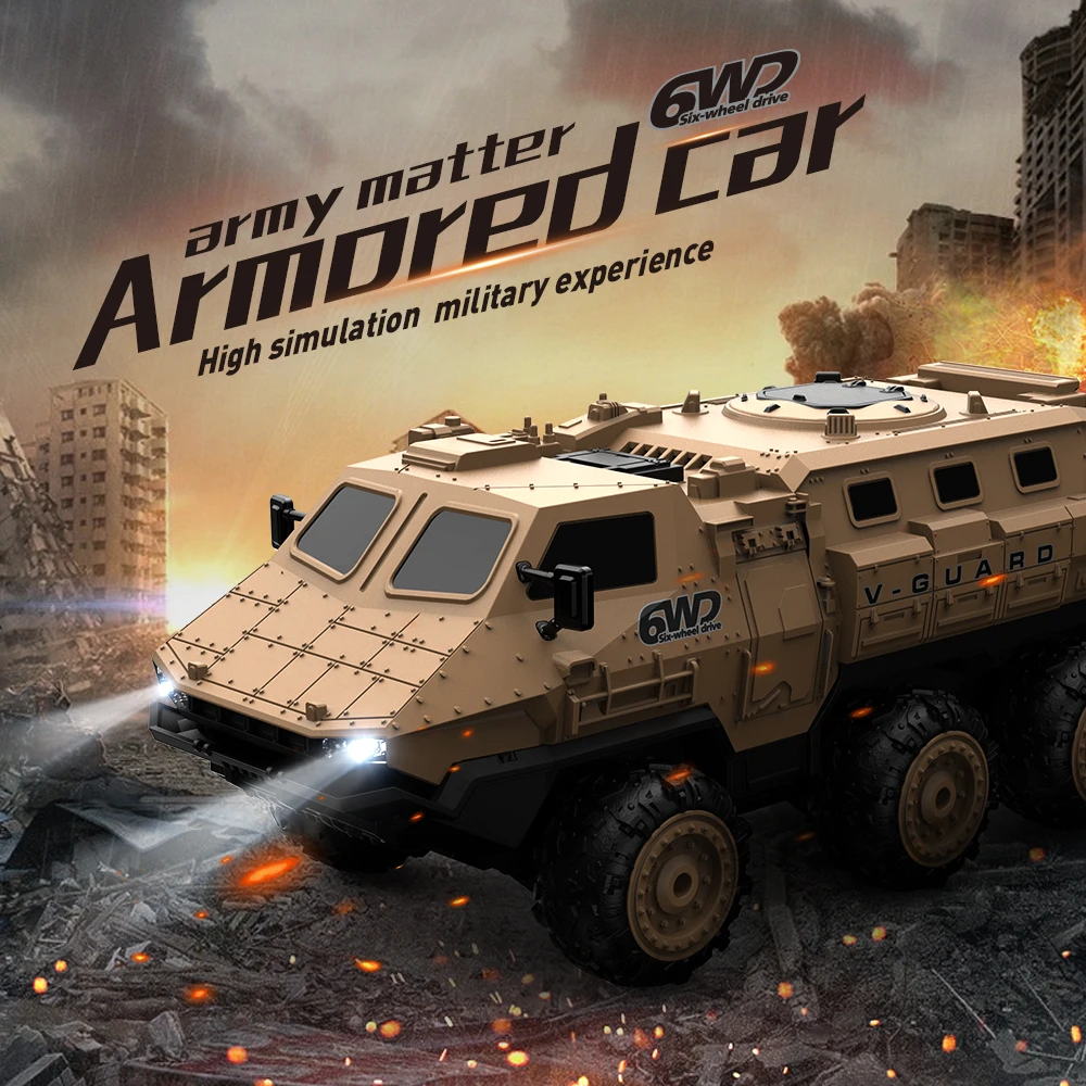 New 1:16 6WD Armored RC Car Simulation Military Transport Truck 360° Stunt High-speed Climbing 2.4G Remote Control Model Boy Toy 5