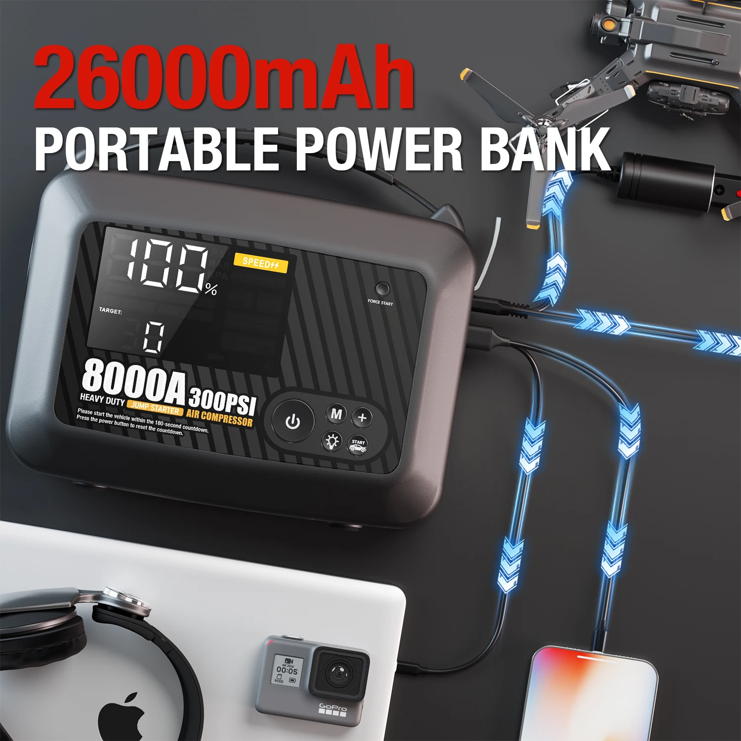 Professional Heavy Duty Car 8000A Jump Starter 12V Battery Starter Booster Starting Device car jump starter,jump starter