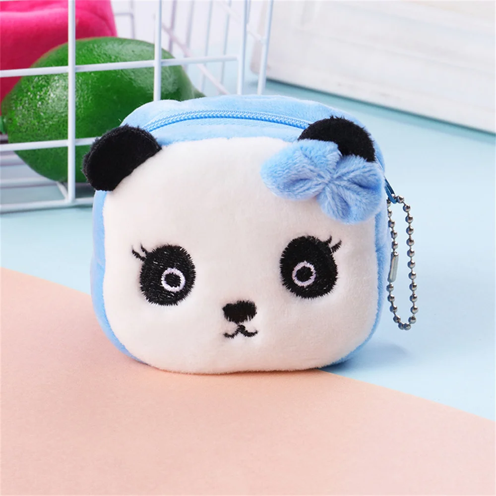 Soft Plush Cartoon Animal Cute Coin Purse Mini Zipper Kids Girl Coin Wallet Women Earphone Lipstick Money Card Bag Pouch Purse