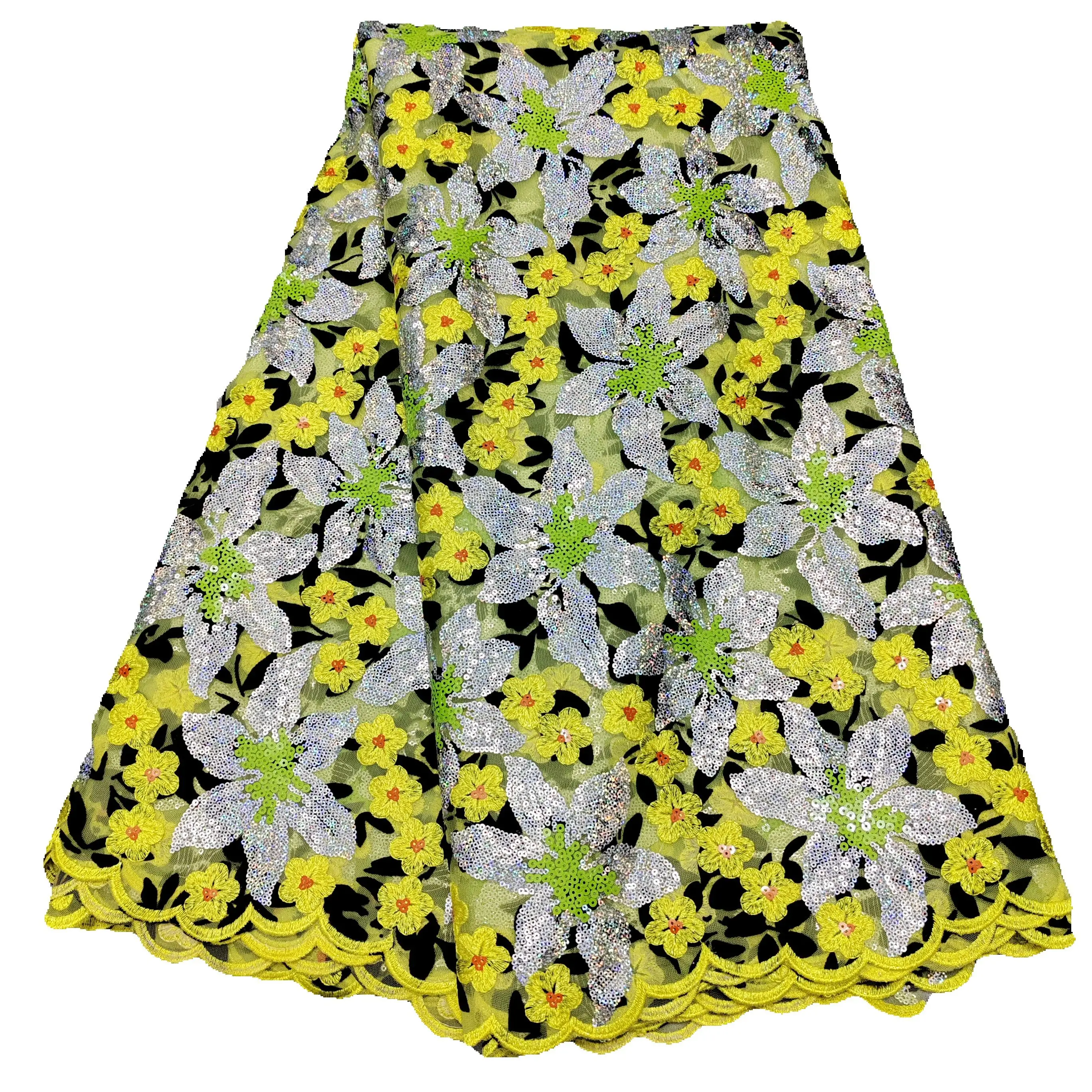 

Французская сетчатая Флокированная кружевная ткань с блестками 2023 африканская Тюлевая кружевная ткань для шитья роскошных свадебных платьев