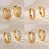 Pave Zirconia Round Earrings for Women Gold Color Geometric Small Hoop Earrings Fashion Wedding Piercing Jewelry Gift