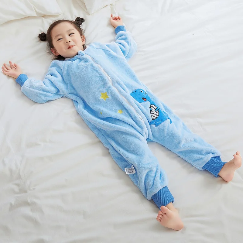 MICHLEY Cartoon Owl Kids Sleeping Bag Flannel Sack Sleepsack Thick Warm Sleepwear Wearable Blanket Bodysuit 1-6T Gifts