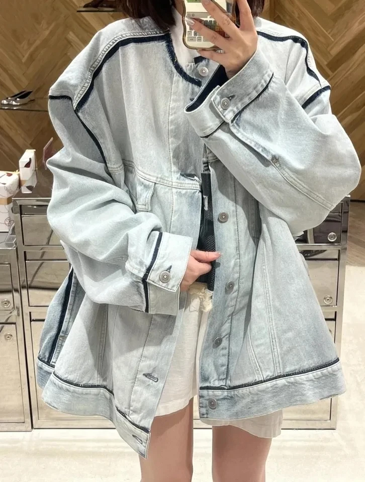 

Новинка весна-осень 2024SS, Женская Высококачественная свободная ковбойская куртка, пальто для женщин