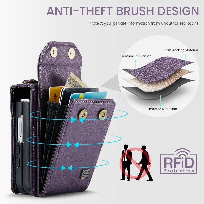 Lanyard Leather Wallet Phone Case with Crossbody Card Holder Cover