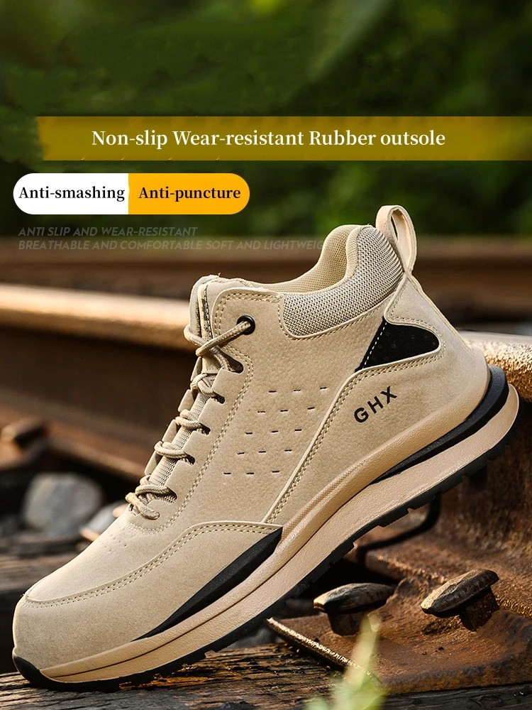 Men Work Safety Boots Autumn Winter Warm Indestructible Steel Toe Work Shoes Anti-Smashing Work Sneakers Protective Safety Shoes 6