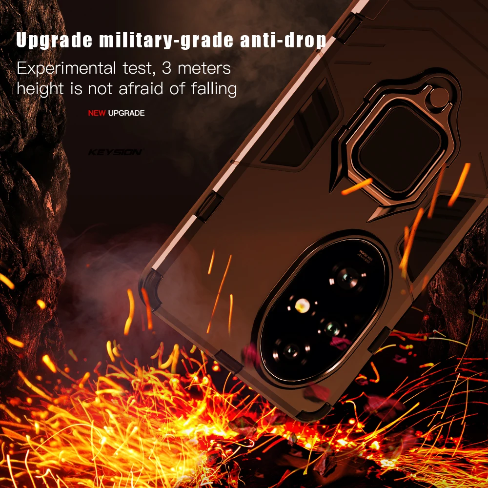 Rugged Shockproof Armor Case with Soft Silicone & Metal Ring Stand