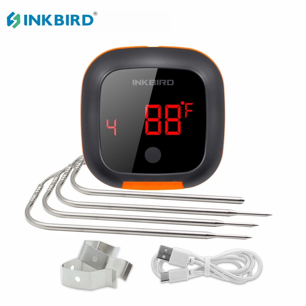 Grill BBQ Bluetooth Meat Thermometer with 4 Colored Probes, Inkbird Digital  Wireless Grill Thermometer, Timer, Alarm,150ft Kitchen Food Cooking Meat