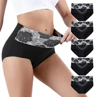 2Pcs/Lot Plus Size Underwear Women High Waisted Brief Women's Cotton Panties Girl Breath Panty Abdominal Underpants Ladies L-5XL 1
