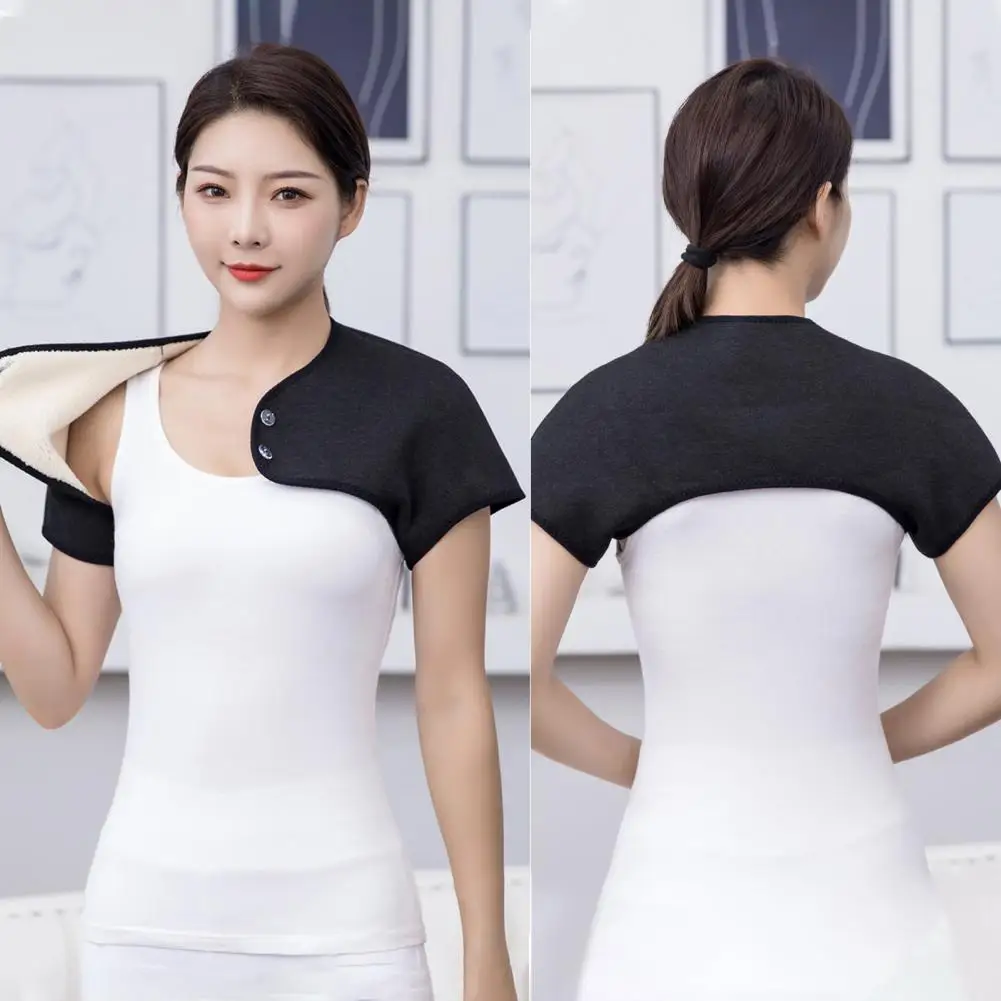 

Thickened Imitation Lambswool Sleeveless Buttons Closure Shoulder Warmer Women Men Winter Double Layer Padded Vest Shawl