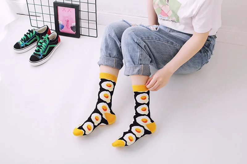 1 Paar Unisex-Socken mit lustigem Crew-Motiv, Motiv: Avocado, Sushi, Obst, Lebensmittel, modisch, bunt, niedlicher Aufdruck, für Damen und Herren – Detail 5