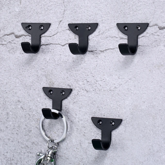 5Pcs Black Mini Wall Hook Metal Wall Mounted Hooks Decorative Heavy Duty  Hangers Coat Hook Wall