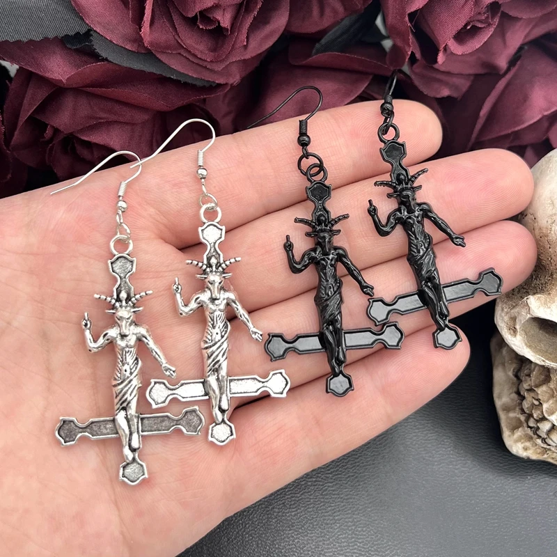 Satanic jewelry Satanic Cross Earrings