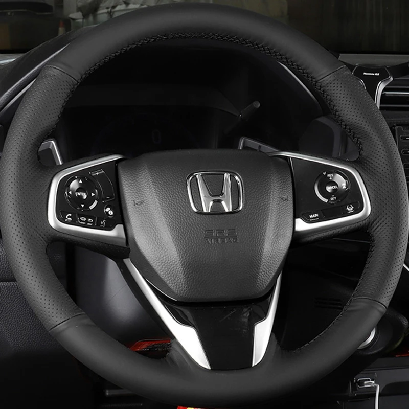 

DIY Черное ручное шитье Крышка рулевого колеса из искусственной кожи для Honda CRV CR-V 2017-2019 Clarity 2016 Civic Civic 10 2016-2019