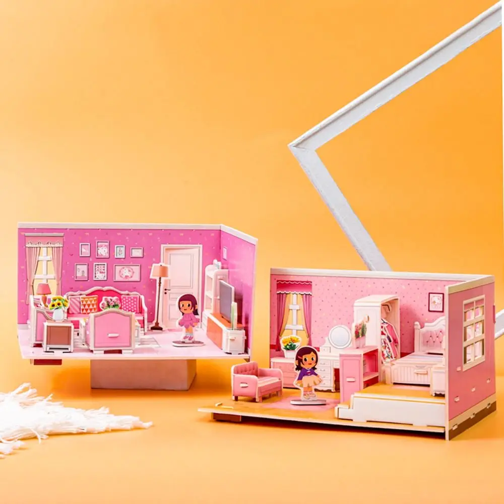 3D Stereo Puzzle Kitchen Bedroom Living Room Bathroom Model Handmade Craft DIY Educational Toys Gift for Children