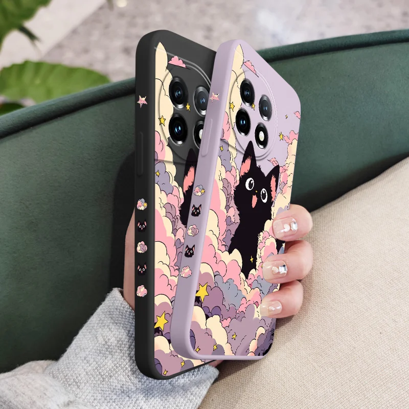 Cloud Colorful Cat Liquid Silicone Phone Case