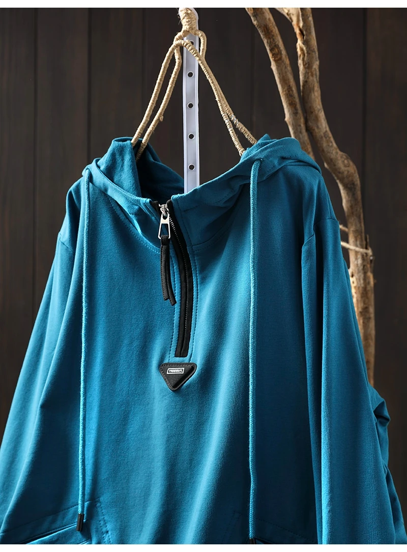 Women's Vintage and Casual Long-sleeved Pullover Top, 2025 New Spring Loose Hooded Sweatshirt