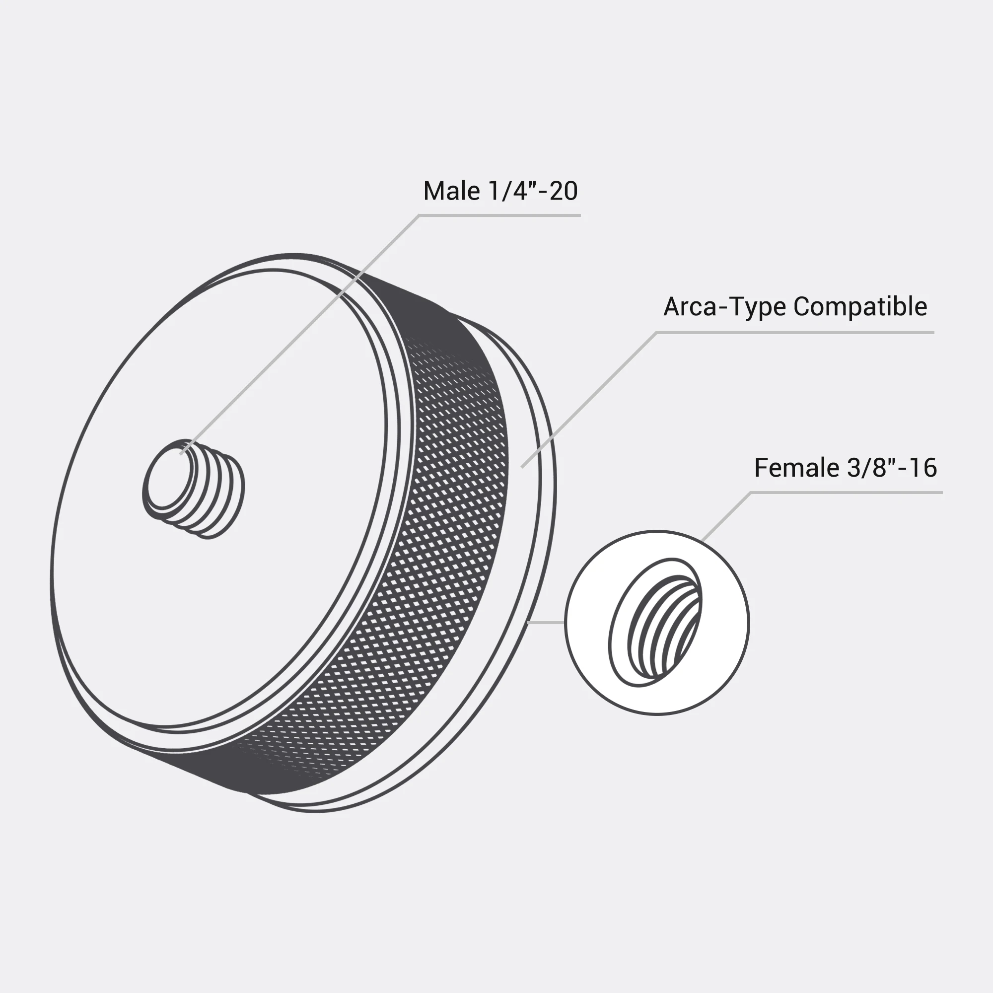 JJC Male 1/4"-20 to Female 3/8"-16 Threaded Screw Converter Adapter for Mounting Camera Tripod Flash Holder and Other Devices