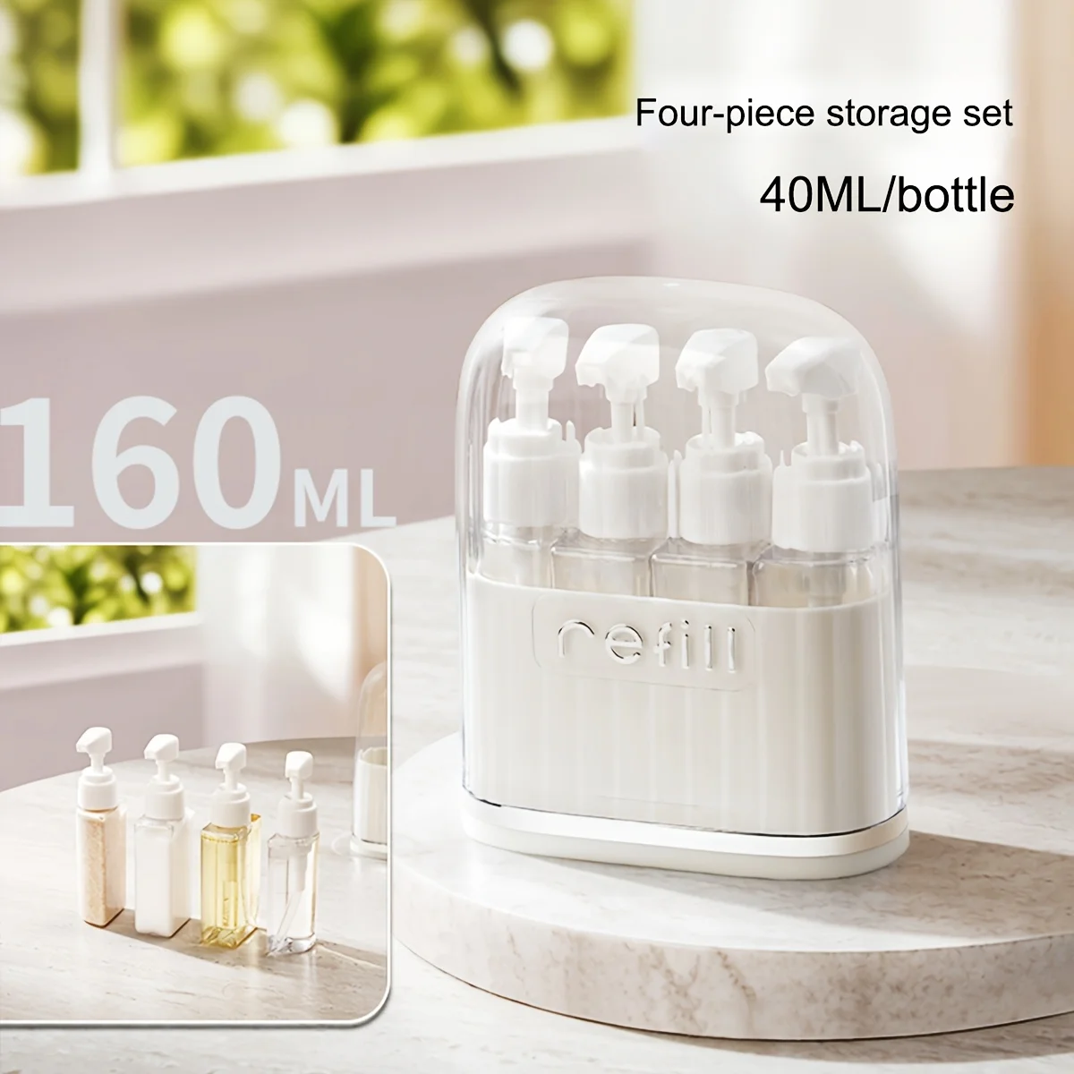 Compact Refillable Travel Toiletry Bottle Set with Labels - Available in 2 or 4 Pieces