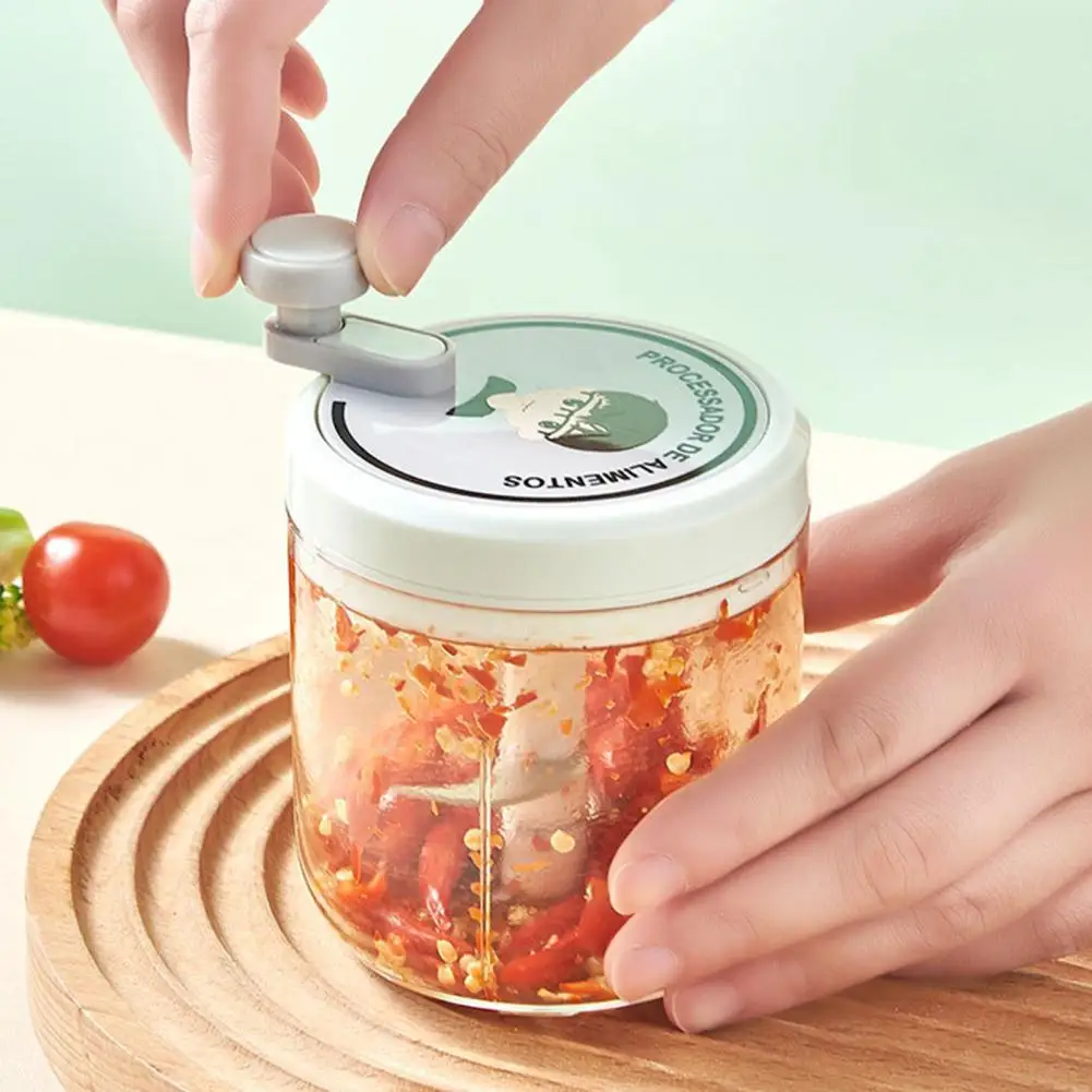 Garlic chopper rust-resistant stainless steel manual food processor blade easy rotate versatile vegetable chopper 200/400ML