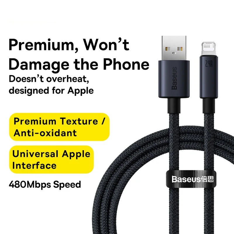 Baseus 2.4a USB-Kabel für iPhone 13 12 11 Pro Max 8 x Schnell ladung für iPhone-Kabel USB-Daten synchron isations kabel Telefon Ladegerät Kabel