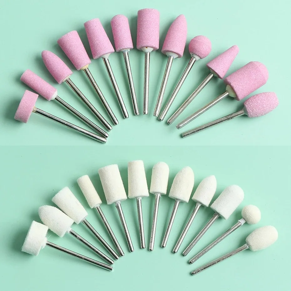 매니큐어 기계용 커터 세트, 석영 스크럽 스톤, 다이아몬드 울 네일 드릴 비트, 로터리 그라인딩 밀, 페디큐어 키트