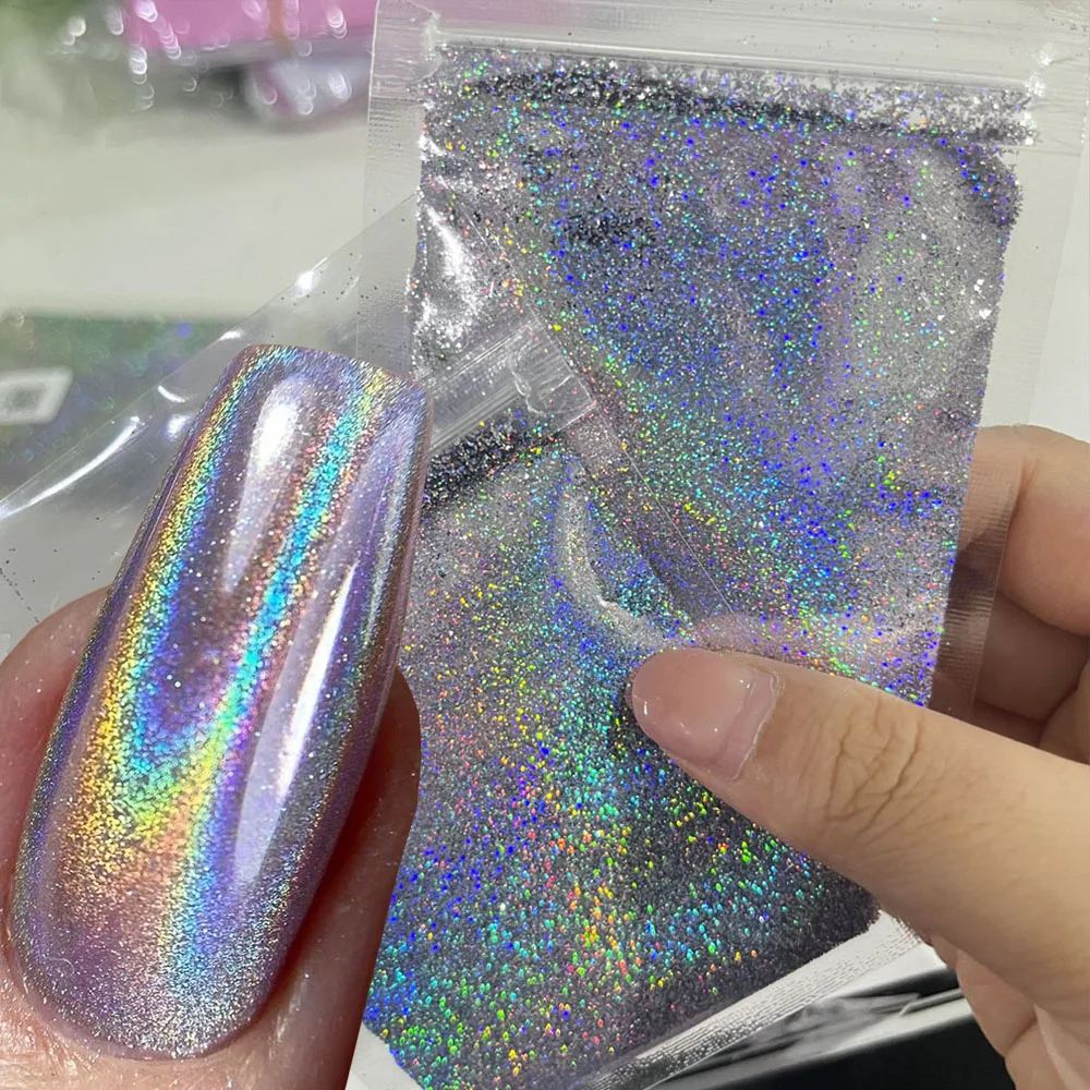 10g 홀로그램 레이저 이리데슨스 네일 글리터 파우더 0.2mm 초미세 레인보우 ..
