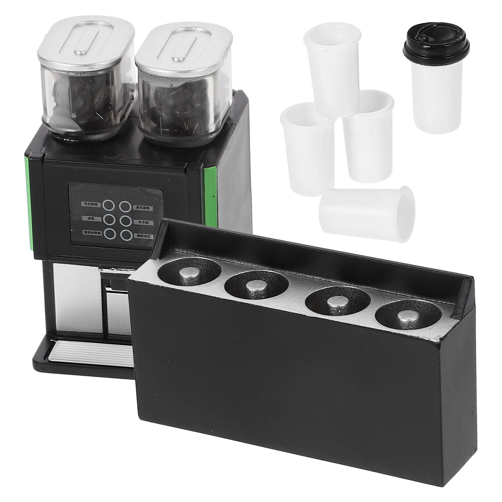 

Miniature Coffee Maker Cups Set Plastic Dollhouse Espresso Machine Coffee Cups Toys Playset Kids Pretend Play Accessories