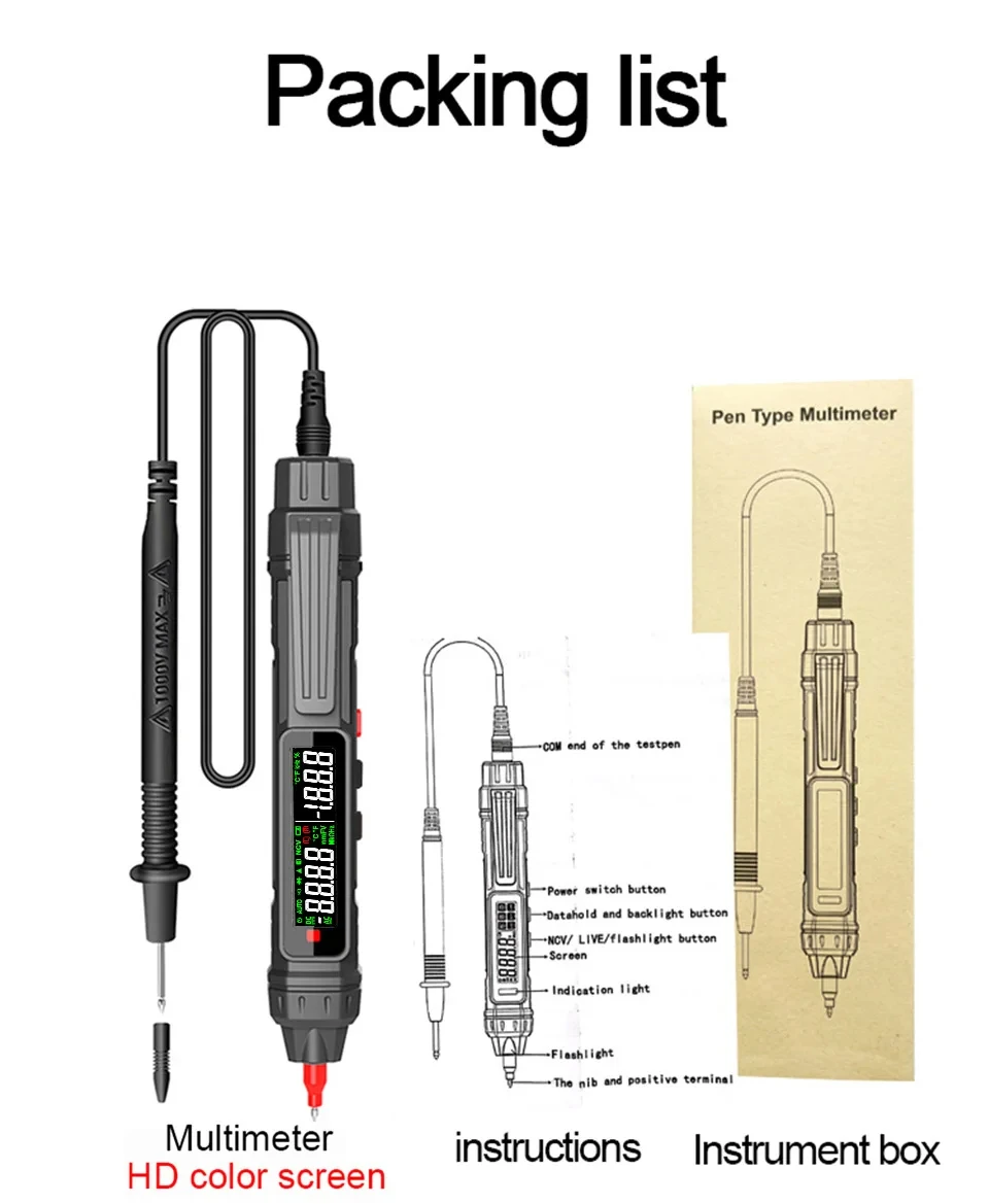 Multimeter Digital Pen Type Auto Range Non Contact Voltage Meter Resistance Diode NCV Multimetro Capacitance High Precision Tool digital multimeter,multimeter tester
