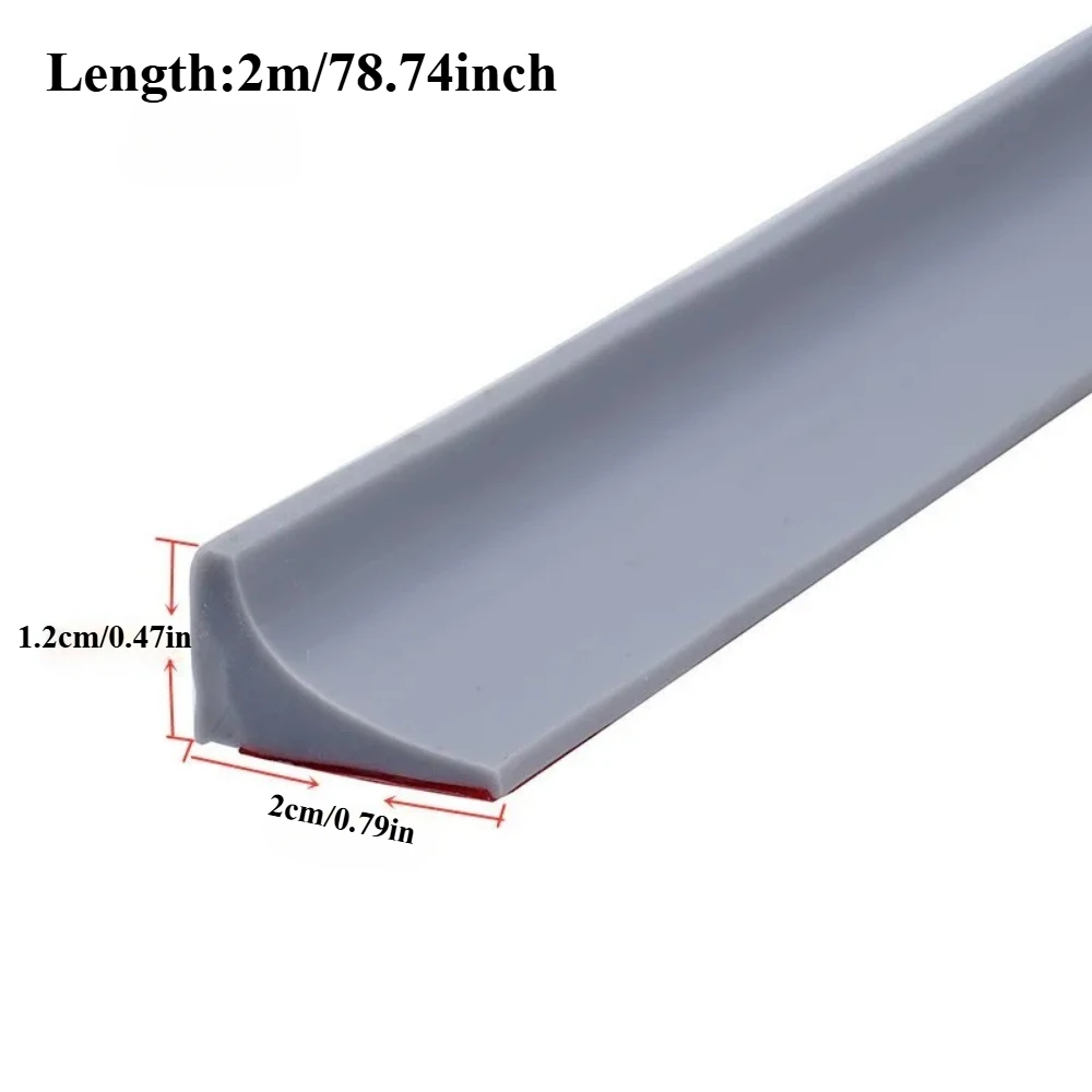1pc 2m/78.74inch New Bathroom Water Stopper Dry Wet Separation Sealing Strips Self-adhesive Shower Splash Prevention Water Dam