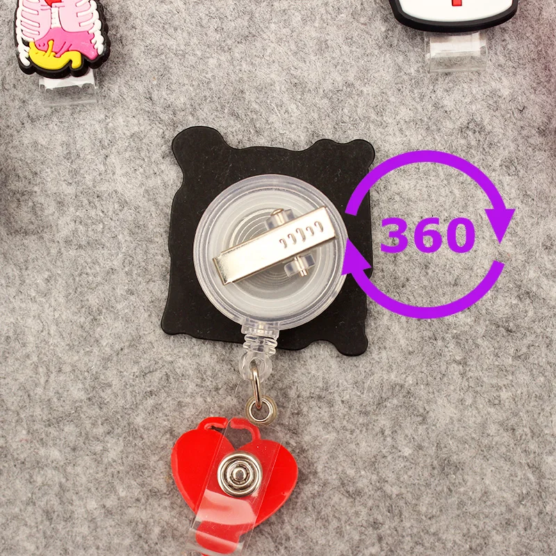 Retractable badge reel Funny Medical Nurse Words Style Rotate Clip Card Holder Exhibition Name Card Parts