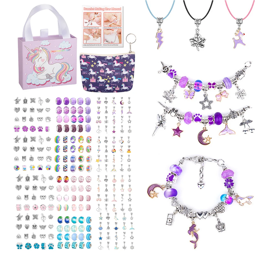 

DIY Jewelry Making Accessories Bracelet Making Kit with Beads、 Pendant Charms、Bracelets and Necklace String for Girls