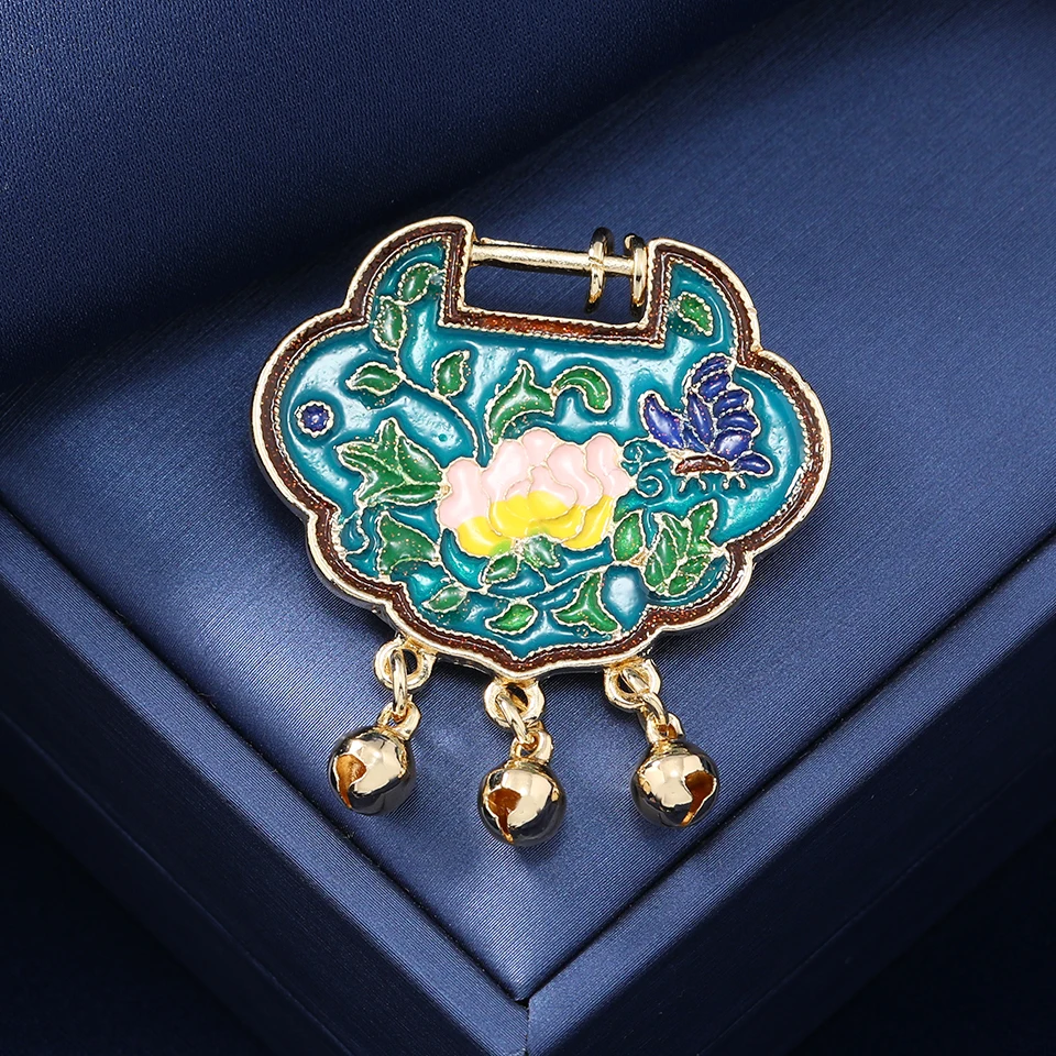 Мужская/Женская Винтажная брошь в форме замка, с эмалью