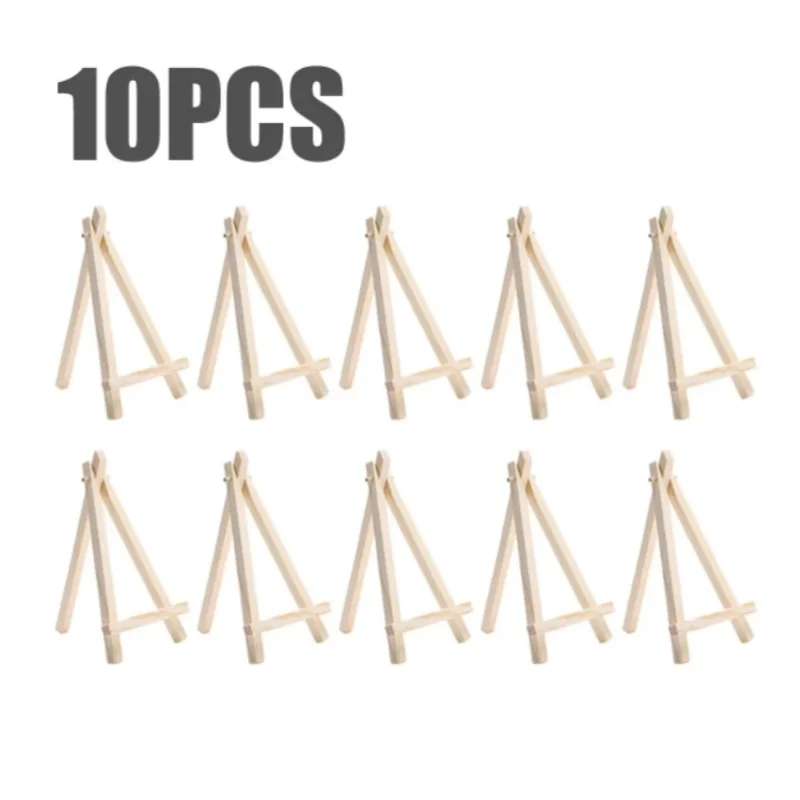 10Pcs Wood Mini Easel Frame Triangle Wedding Table Card Stand Display Holder Holder Children Painting Craft Artist Supplies natural wood tripod desktop painting shelf mini easel frame children painting craft holder display holder table name card stand