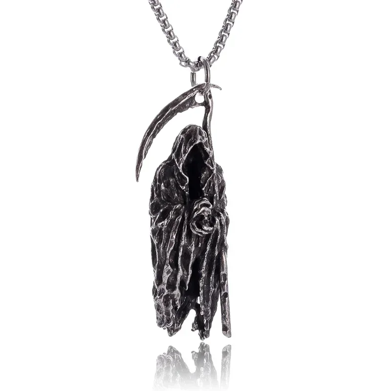 Collana Gotica Con Ciondolo Teschio E Croce - Gioiello Punk In Lega, Nero, Catena Regolabile 46+5 Cm, Per Donne E Ragazze