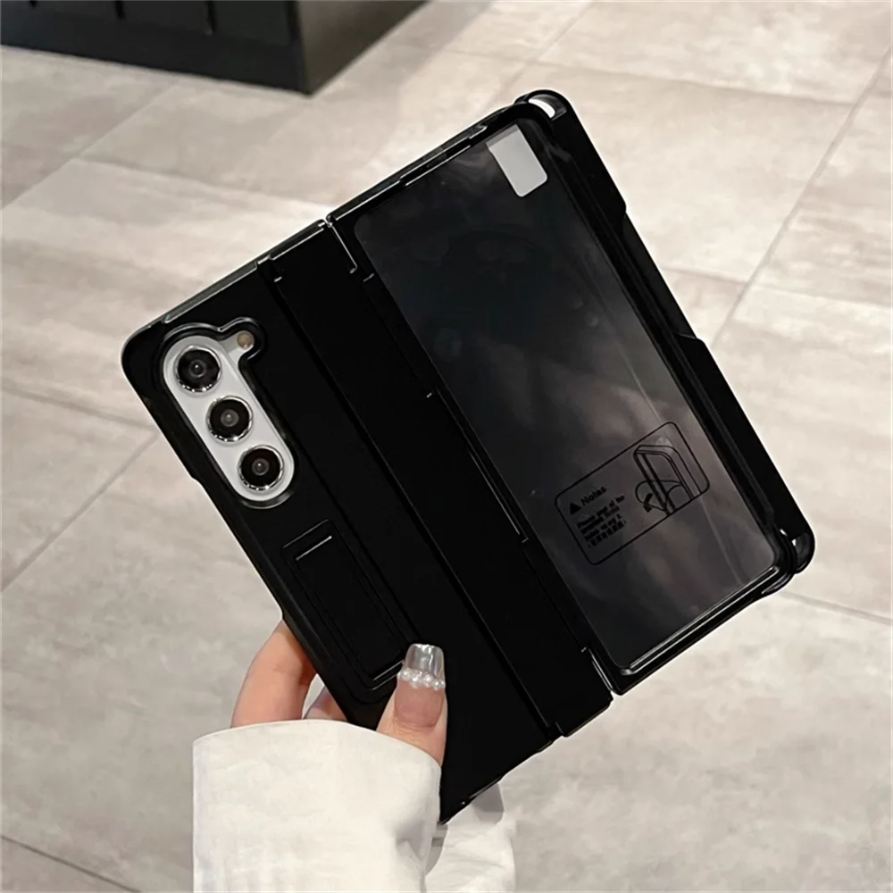 Aromr Hinge Protection With Holder Phone Case For Samsung Galaxy For Z Flip 5 Flip4 Flip3 5G With Tempered Glass Film Cover_voghion.com