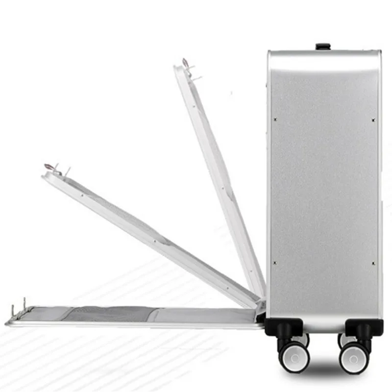 All Aluminum Magnesium Alloy Trolley Case Business Suitcase Travel Luggage Password Box Laptop Bag Front Opening Baggage 4 Wheel