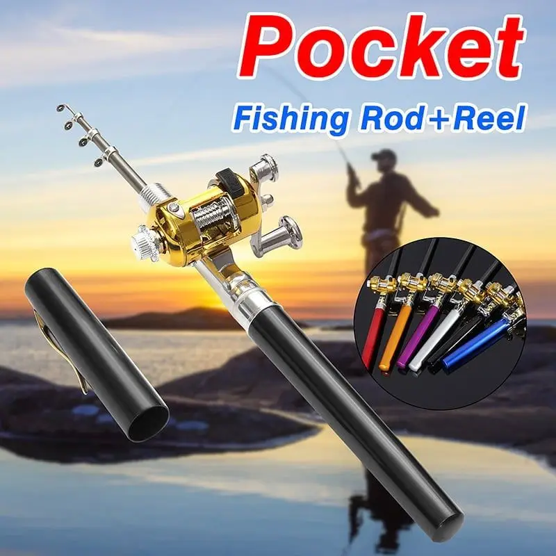 2023 Pocket Size Fishing Rod Fishing Rod And Reel Combo Set Telescopic  Pocket Pen Fishing Rod With Mini Trolling Reel - AliExpress