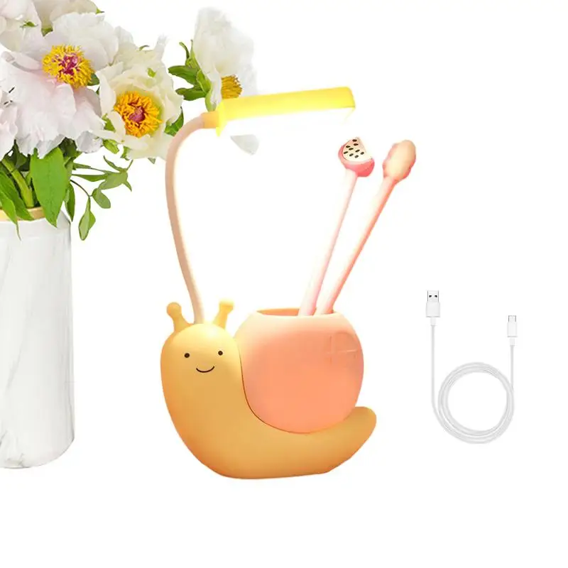 

Настольная лампа с улиткой, милый складной держатель для ручек с функцией защиты глаз, ночник для дома, общежития, офиса