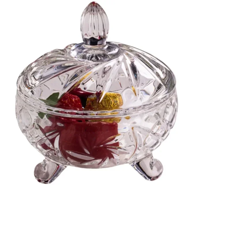 Stamped Glass Candy Storage Jar Decorative Vintage Butterfly Glass Sweet Box Homeware Ornament Craft Accessories Furnishing