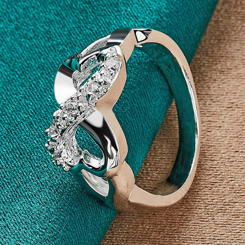 URMYLADY Doppelherz-Zirkon aus 925er Sterlingsilber, 7–10 # Ring für Frauen, Hochzeit, Verlobung, Party, Charm, Modeschmuck – Detail 3