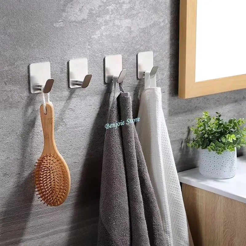 

Stainless Steel Towel Hooks Self Adhesive Wall Coat Rack Holder Rack Clothes Rack Robe Hanging Hooks Bathroom Accessories