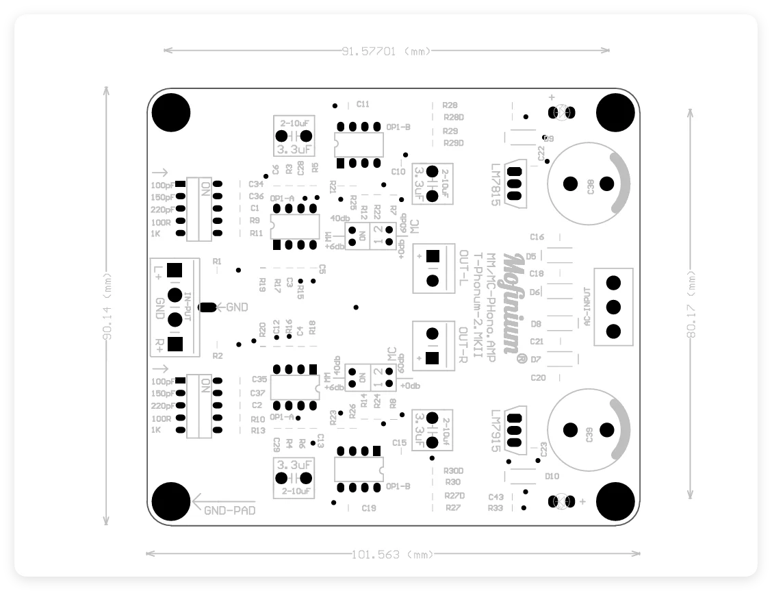 T-Phonum 2 SMT OP Phono Vorverstärker Fertigplatine MM/MC (RIAA) – Detail 2