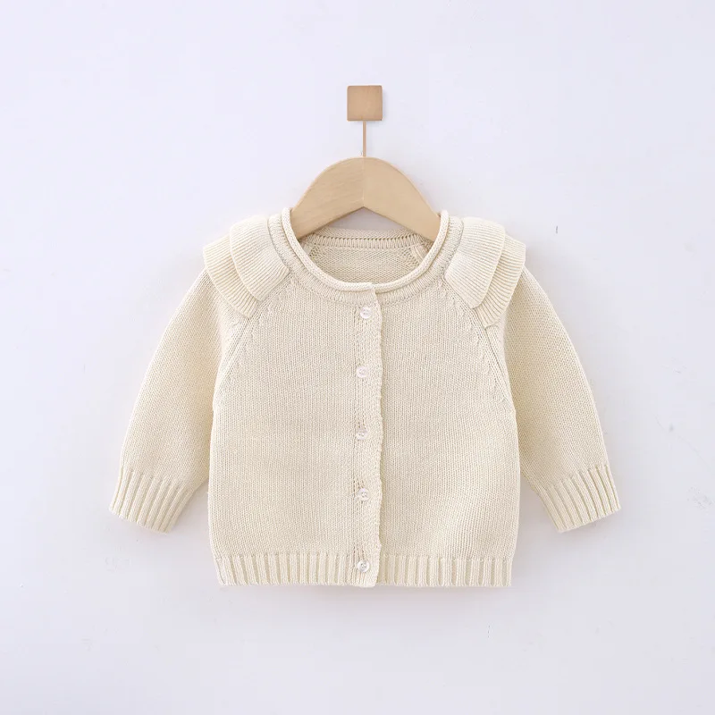 

Spring Autumn Baby Girls Cardigan 2022 Korean Style Single Breasted Knit Sweater New Solid Color Toddler Children Knitwear