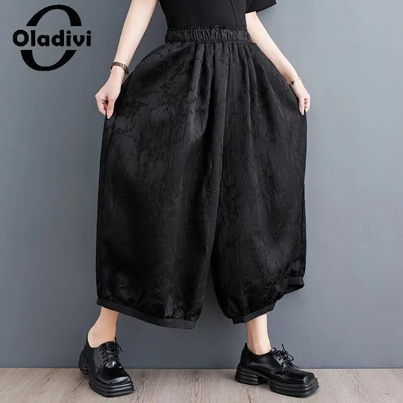 

Oladivi Large Size Women Wide Leg Pants 2023 Spring Autumn New Casual Loose Trousers Vintage Ladies Oversized Clothing 4XL 3663