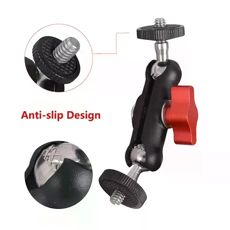 1 set di accessori per fotografia, super morsetto in metallo per fotocamera con braccio magico a doppia testa a sfera per supporto per telefono con microfono leggero per monitor - immagine 4