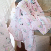 Sanrio Cute Hello Kitty Blanket Warm Flannel Blanket Pillowcase Japanese Style Pattern Printing Blanket Bedspread Bedroom Girl 2