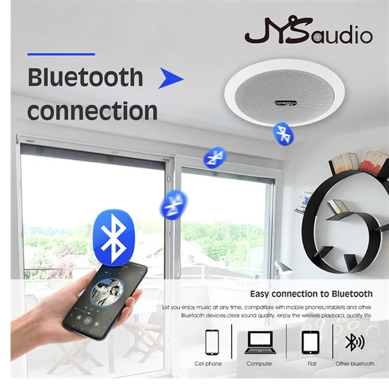 20W Wall In Ceiling Speakers Full-Range 5.25 Inch BT Loudspeakers Stereo Audio Speaker Bathroom Store Hotel Loudspeaker Theater