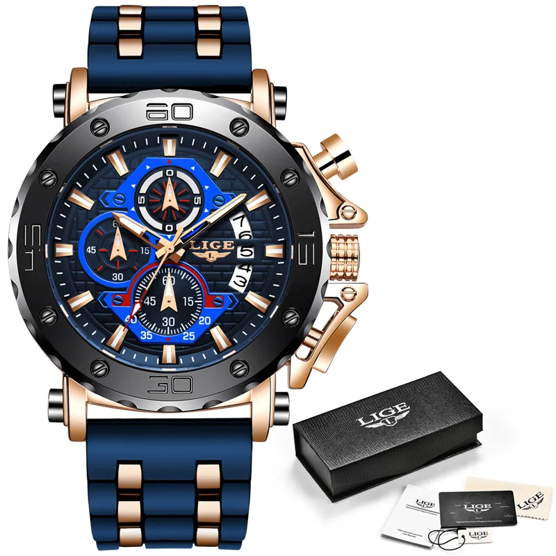 Orologio da uomo LIGE Orologio da polso sportivo al quarzo impermeabile in pelle di lusso Cronografo Orologio milare per uomo Relogio Masculino Regalo da uomo  1511