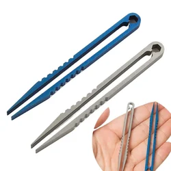 Portable Titanium Alloy Tweezers for Outdoor Survival and Travel (L  Blue)