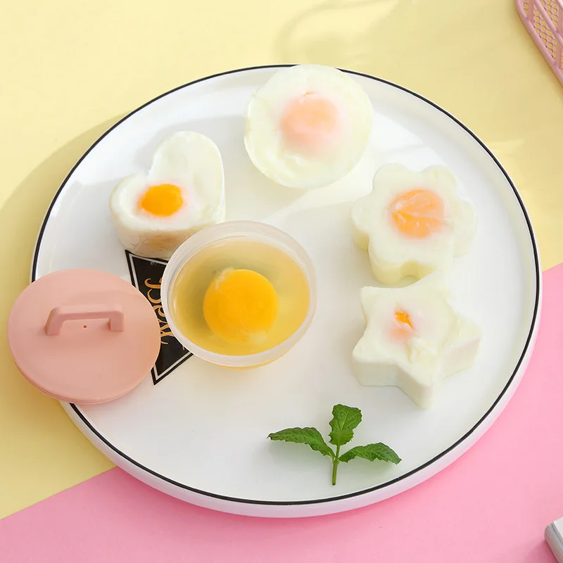 5pcs/set Food Grade Soft Silicone Egg Poacher Breakfast Steamed Egg Mould Cook Poach Cup Kitchen Cooking Tools